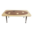Custom Mahogany Inlaid Mid Century Danish Space Age Coffee Table  B