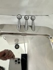 1950 s Modern Silver Chrome Funky Serving Tray 6 Atomic Handles 17x11 5   