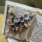Vtg  Lefton  the Lord s Prayer  Pink Posey Wall Pocket Vase Planter 50 s