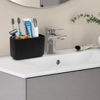Black Toothbrush Holder Bamboo Organizer For Bathroom Countertop Electric And