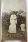 Antique Black And White Photo Woman And Child In Garden  3x5