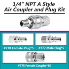 20 Pcs 1 4  Npt A Style Coupler And Plug Kits Compatible With Milton