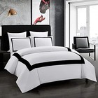 Hotel Duvet Cover Set Queen Size 3pcs Line Pattern Queen 90 x90   Black