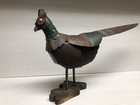 Rustic Hand Crafted Wood W pressed Metal Overlay Pheasant Statue Sculpture 11x18