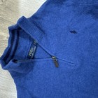 Polo Ralph Lauren Blue Wool 100  Cashmere Half Zip Knit Jumper Size S Luxury