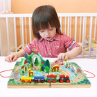 18 Piece Train Set For Toddlers  Wooden Take-along Tabletop Railroad For Kids Ag