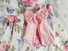 Vintage Girls Pink Satin Bow Big Rose Floral Dress Caught Ya Lookin  Usa 6 Month