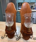 Pair Of Vintage Wooden Wall Sconces Candle Holders Votives
