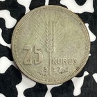 1937 Turkey 25 Kurus Lot c1762 Silver 