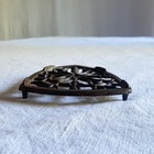 Vintage Cast Iron Footed Trivet     Gothic Scroll Flat Iron Pedestal Rest 30s 40s