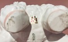 Vtg Napco Nursery Baby Lamb Planter Ceramic Pink Flower Toes Blue Bow C-7057 Euc