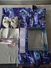 Yukata Obi Boxed Set Purple Flower Extra Long Japanese