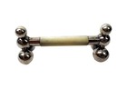 Vtg antique Pair Victorian Silver Plated Ball End Knife Rests W  Mother Of Pearl
