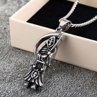 Large Grim Reaper Scythe Sickle Necklace Pendant Biker Punk Gothic Death Skull
