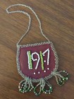 Antique Indigenous Native American Handmade Beaded Pouch 1917 Tassels   Bird