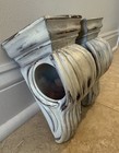 Pair Vintage Distressed White Wood Corbels Farmhouse Wall Brackets Shabby Chic
