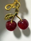 New Coach Cherry Apple Bag Charm Red Keychain Resin Metal Brass Purse Decoration