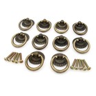 Lxz 10 Pcs Vintage Antique Brass Ring Pulls Handles For Cabinet Drawer