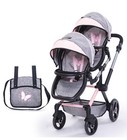 Bayer  Xeo Twin Stroller pram - Butterfly Grey   Pink - Matching Handbag New