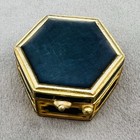 Vtg Estee Lauder Solid Perfume Compact Blue Enamel Hexagon Box Empty