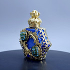 Perfume Bottle Blue Czech Glass Art Deco Collectible Bottle For Parfume