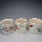 Japanese Ceramic Futaoki Lid Rest Set Tea Ceremony Vintage 3pcs Multicolor