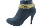 Women Rider Fashion Boot Chain Bracelet Strap Rusty Dark Gold Metal Shoe Charm
