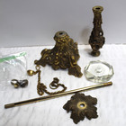 Vintage Brass Metal Glass Electric Table Lamp Salvage Parts Only
