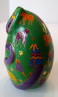 Vintage Laurel Burch 1998 Canine Kitty Signed Ceramic Egg Cat Figurine Dogs 