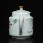Signed Antique Chinese Famille Rose Teapot W fish