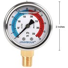 Water Pressure Gauge  Glycerin Filled Pool Filter Pressure 0-50psi Lower Mount