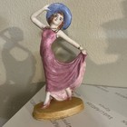 Hand Painted Blonde Lady Pink Dress Porcelain Figurine Art Nouveau 6in Vtg