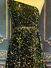 Holographic Iridescent Sequins Dark Blue Stretch Velvet Luxury Fabric  By Yard