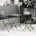 3 Piece Patio Bistro Set Of Foldable Squaretable And Chairs  Dark Greem