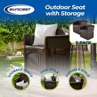 Suncast 31 Gallon Patio Seat Outdoor Storage And Bench Chair  Java  2 Pack 