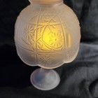 Westmoreland Pink Frosted Glass Embossed Floral Fairy Lamp With Pedestal Base