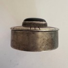 Vintage Mexican 950 Sterling Silver Pill Box Trinket Hinged Lid Green Stone 38g