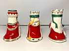 3 Rare Vintage Holt Howard Wee Wisemen Candle Holders Mcm Japan Christmas 1960