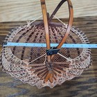 Vintage Bamboo Fishnet Basket Foldable Folding Fish Net Bag Collapsible Faded