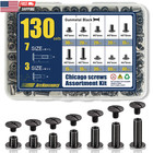 170 Sets Gold Chicago Screws Leather Rivets Kit  8 Sizes  m5 4 5 6 8 10 12 15 18