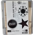 Stampin Up Holiday Collection Wood Rubber Stamp Set Of 6 Unmounted Holiday  New