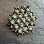 Zuni Petit Point Cluster Pendant Brooch Snakeye  Sterling Silver Turquoise Cp3