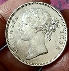  vo65 old  East India Company 1840 Victoria Silver Rupee Indian Head 11 6gm