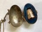 Antique 1892 Chatelaine Sewing Egg Case W  14k Gold Thimble Inscribed Jrg To Cma