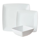 Porcelain Dinnerware Set 12-piece Square Plates  Bowls White 