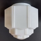 Vtg 1920s-1940s Art Deco Nouveau Milk Glass Skyscraper Light Shade 6 5  White