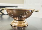 Vintage Copper Colander Strainer With Brass Handle
