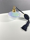 New Hand Blown Art Glass Perfume 5 75  Bottle Atomizer Iridescent Whites