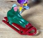 Barclay Vtg 1950   s Painted Lead Figure Lot 12  Pieces People Ski Sled Sleigh 