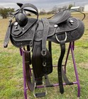 Black Western Argentinian Leather Horse Pleasure Saddle Free Tackset  15  To 18 